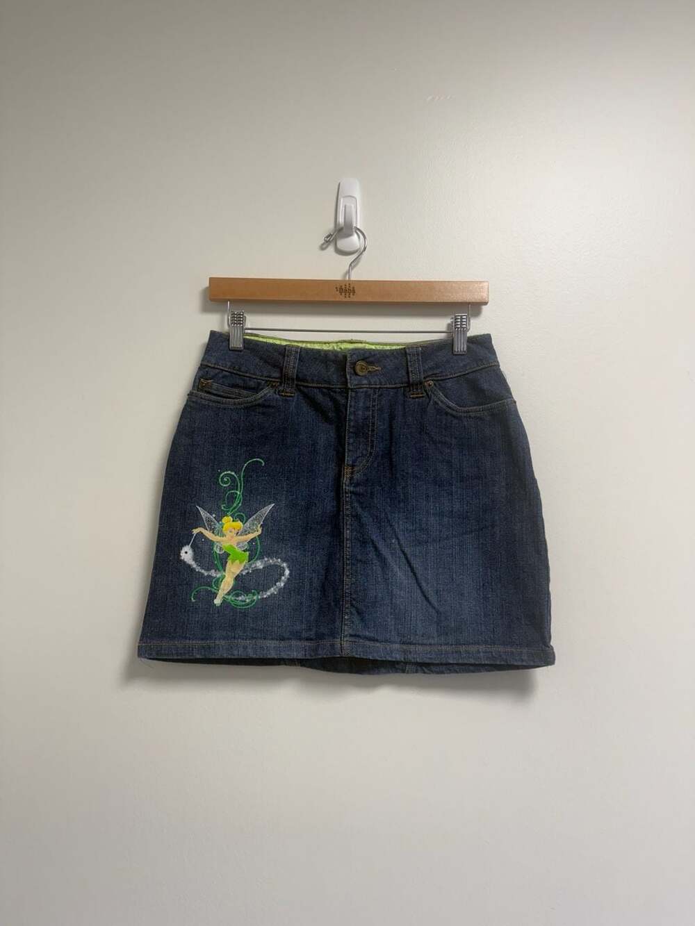 Disney Store Tinker Bell Denim Skirt Size 2 Blue Pixie Dust Y2K